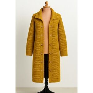 Handmade Mustard Yellow crochet Long Duster Coat  - long Duster Cardigan